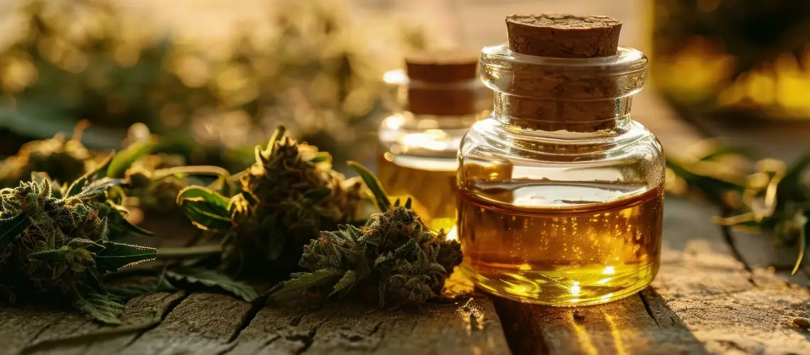 Weed oil on a desk